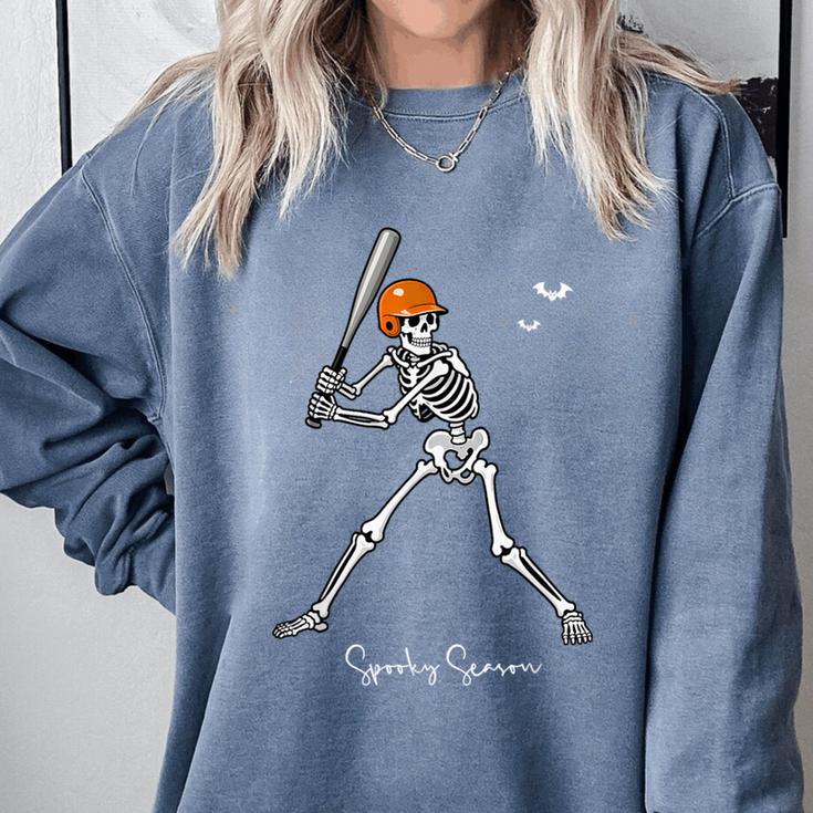 Spooky Season Skeleton Baseball Player Halloween Batter Comfort Colors Sweatshirt