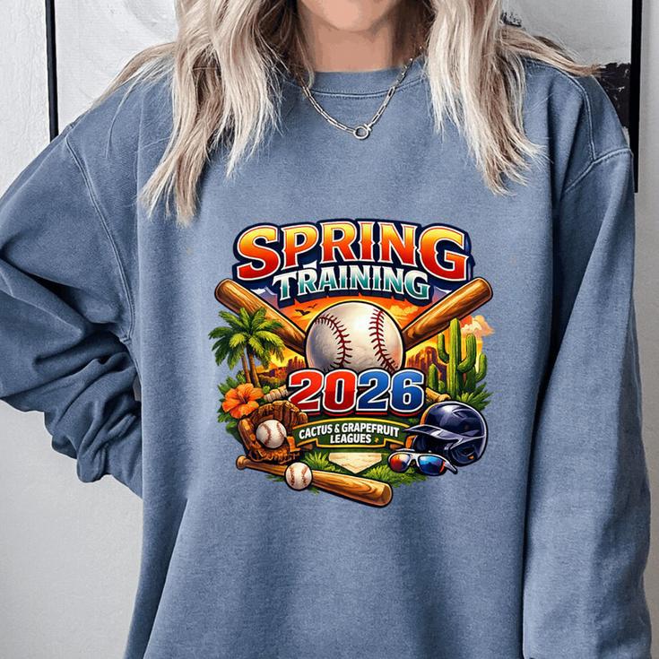 Spring Training 2026 Baseball Fan Retro Palm Cactus Comfort Colors Sweatshirt Spring Training 2026 Baseball Fan Retro Palm Cactus Comfort Colors Sweatshirt