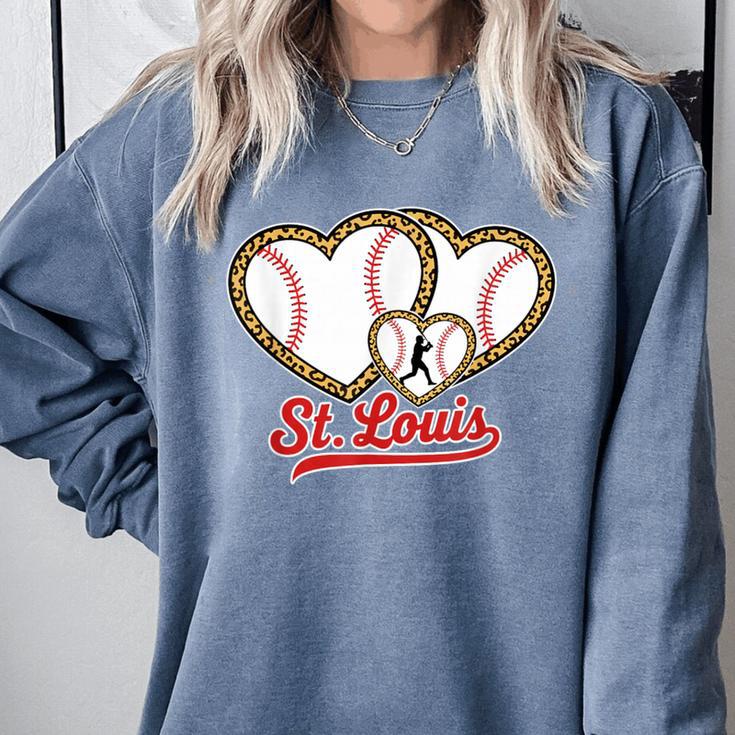 St Louis Leopard Heart Baseball Batter Boys Fan Comfort Colors Sweatshirt St Louis Leopard Heart Baseball Batter Boys Fan Comfort Colors Sweatshirt