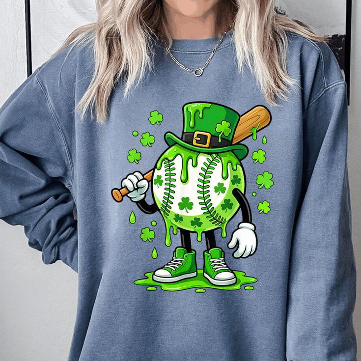 St Patricks Day Shamrock Baseball Drip Icecream Irish Boys Comfort Colors Sweatshirt
