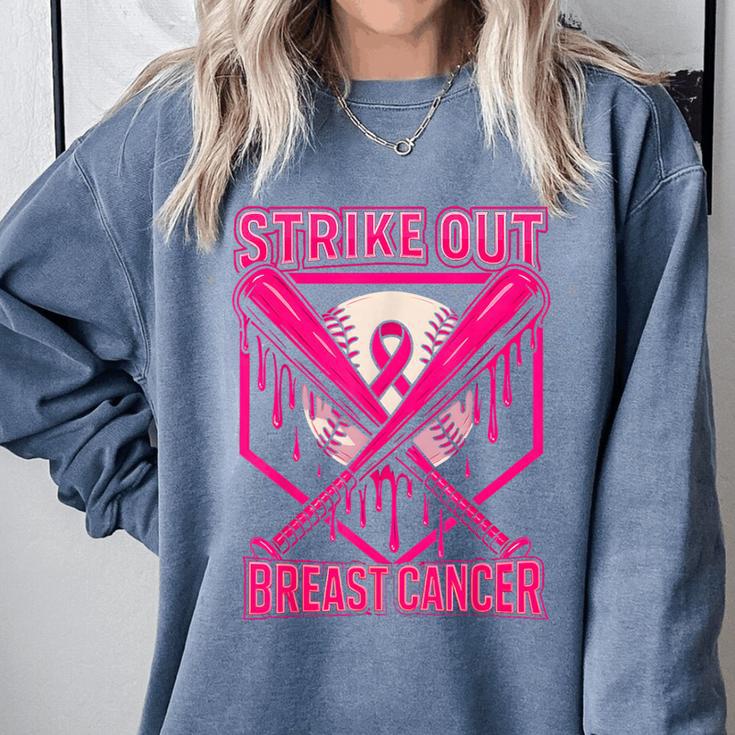 Strike Out Breast Cancer Baseball Ice Cream Drip Comfort Colors Sweatshirt Strike Out Breast Cancer Baseball Ice Cream Drip Comfort Colors Sweatshirt