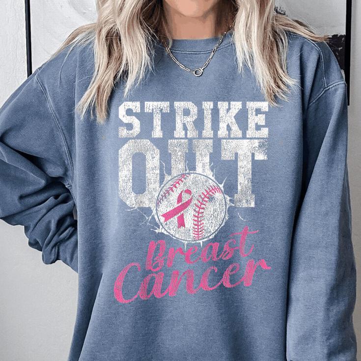 Strike Out Breast Cancer Baseball Warrior Comfort Colors Sweatshirt