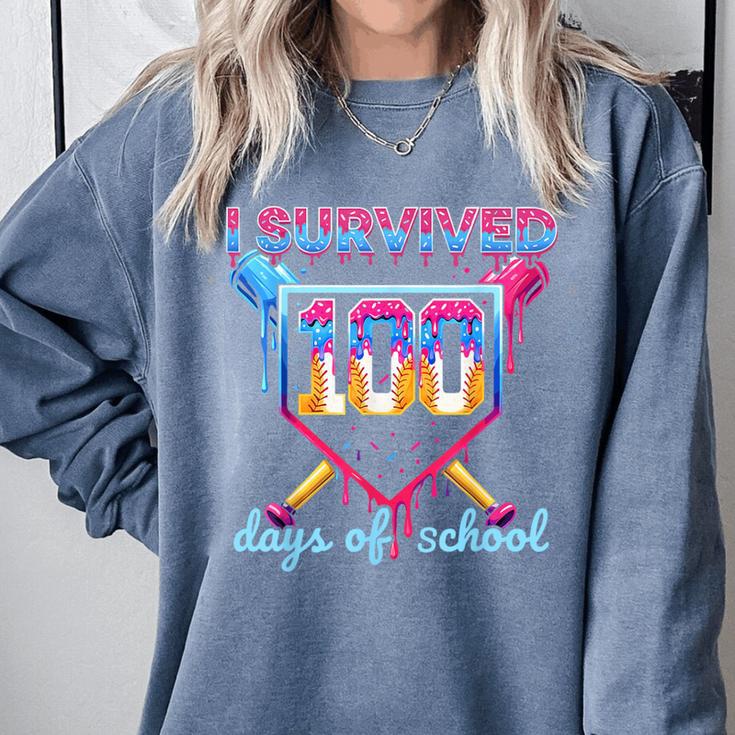 I Survived 100 Days Of School Baseball Boys Students Comfort Colors Sweatshirt