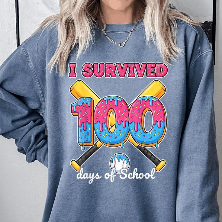 I Survived 100 Days Of School Baseball Cream Drip Boys Comfort Colors Sweatshirt I Survived 100 Days Of School Baseball Cream Drip Boys Comfort Colors Sweatshirt