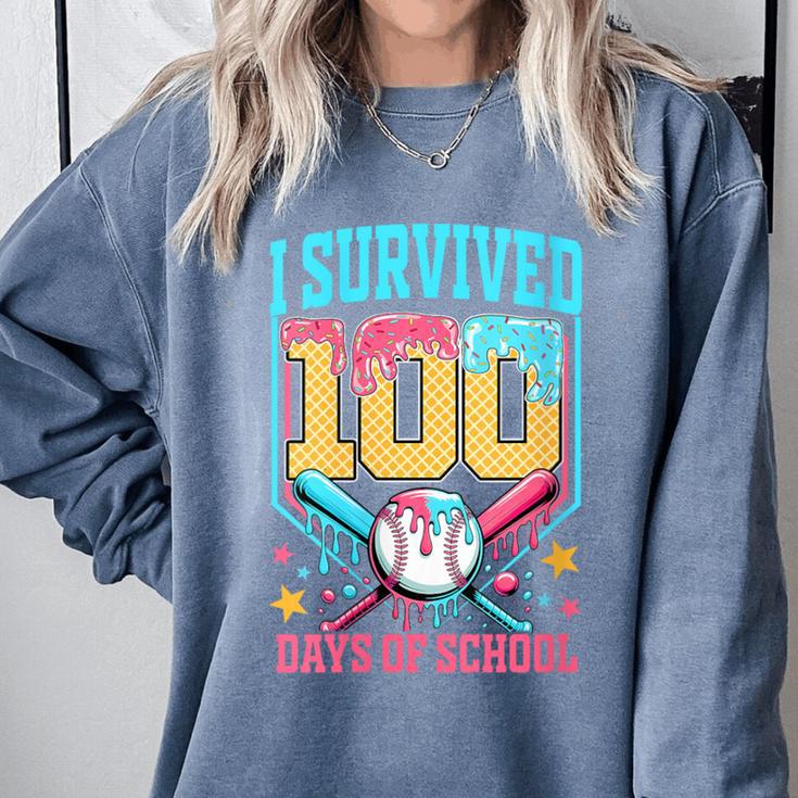 I Survived 100 Days Of School Baseball Drip Students Teacher Comfort Colors Sweatshirt I Survived 100 Days Of School Baseball Drip Students Teacher Comfort Colors Sweatshirt