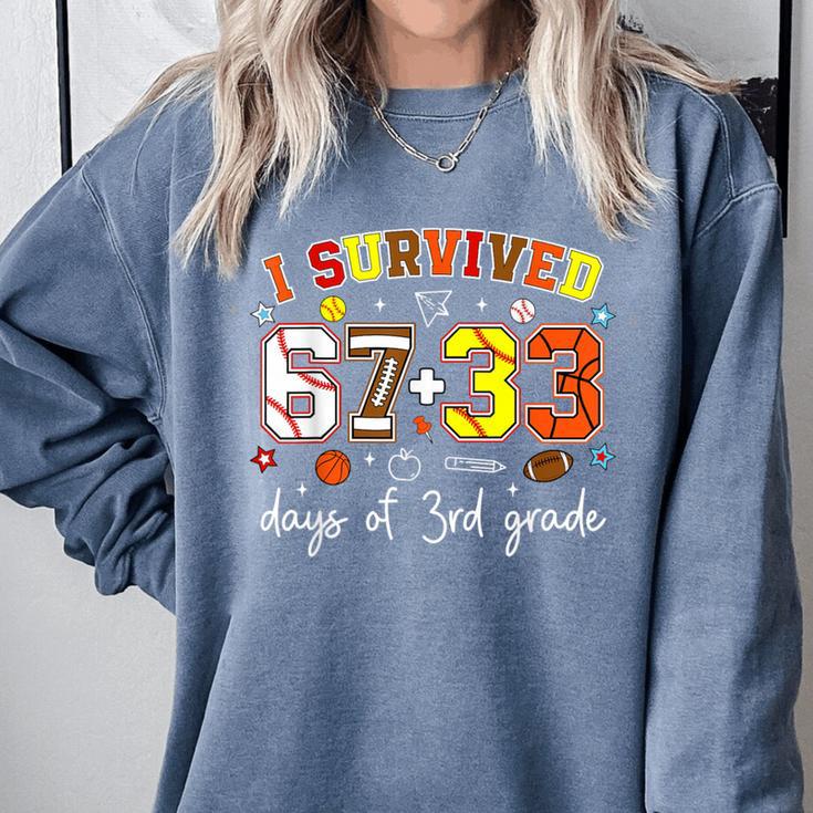 I Survived 6733 Days Of 3rd Grade Baseball Football 100 Day Comfort Colors Sweatshirt