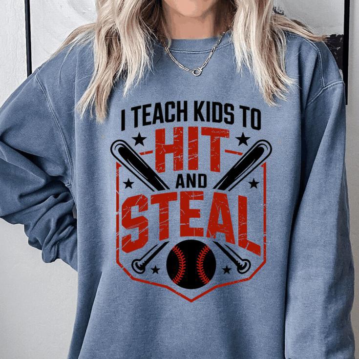 I Teach Kids To Hit And Steal Baseball Softball Coach Premium Tri-Blend Comfort Colors Sweatshirt I Teach Kids To Hit And Steal Baseball Softball Coach Premium Tri-Blend Comfort Colors Sweatshirt
