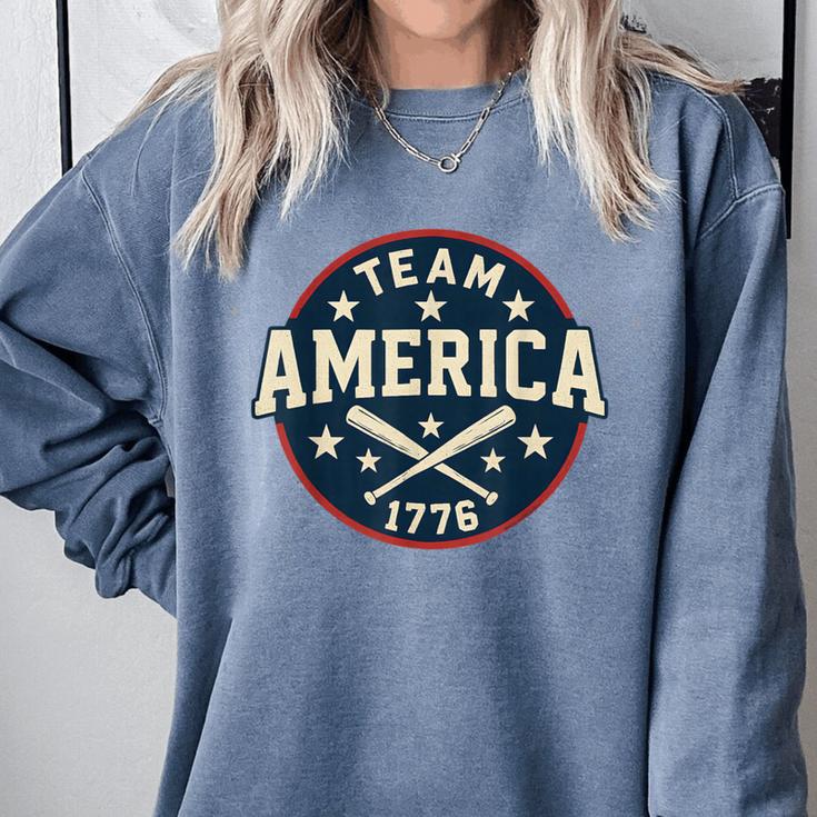 Team America 1776 4th Of July Patriotic Baseball Comfort Colors Sweatshirt Team America 1776 4th Of July Patriotic Baseball Comfort Colors Sweatshirt
