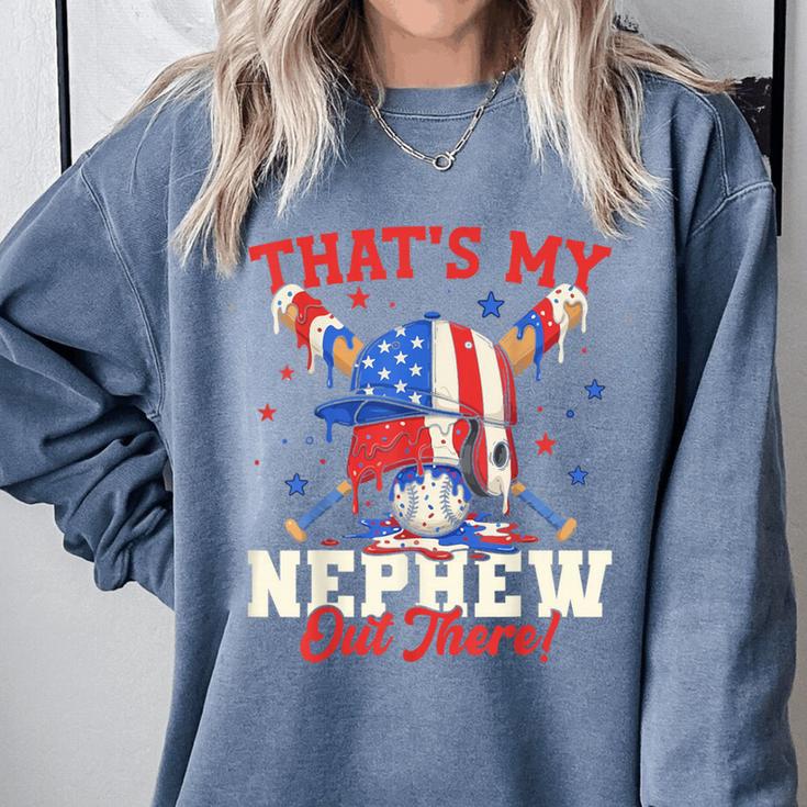 That's My Nephew Out There Baseball Cream Drip Crossed Bat Comfort Colors Sweatshirt