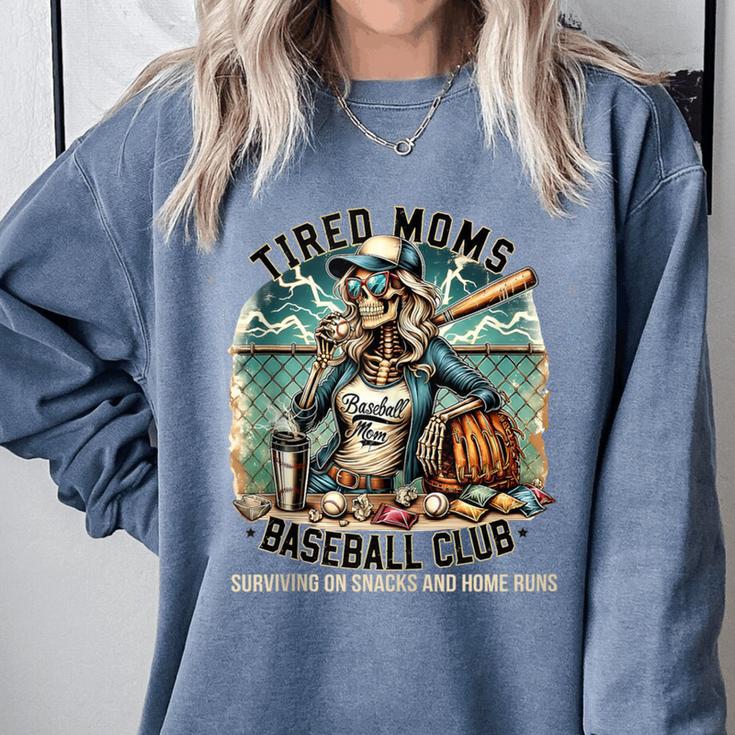 Tired Mom's Baseball Club Surviving On Snacks And Home Runs Comfort Colors Sweatshirt Tired Mom's Baseball Club Surviving On Snacks And Home Runs Comfort Colors Sweatshirt