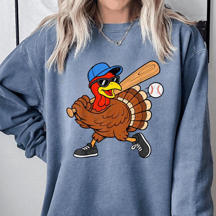 Turkey Baseball Thanksgiving Sports Humor Men Boy Kids Comfort Colors Sweatshirt Turkey Baseball Thanksgiving Sports Humor Men Boy Kids Comfort Colors Sweatshirt