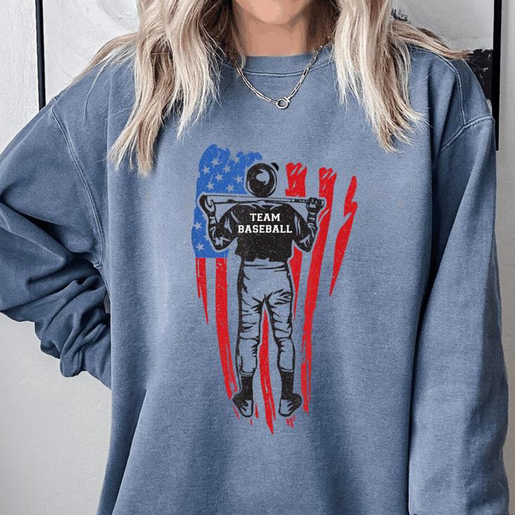 US Flag Baseball Player Batter Sport Lover Team Coach Family Comfort Colors Sweatshirt US Flag Baseball Player Batter Sport Lover Team Coach Family Comfort Colors Sweatshirt