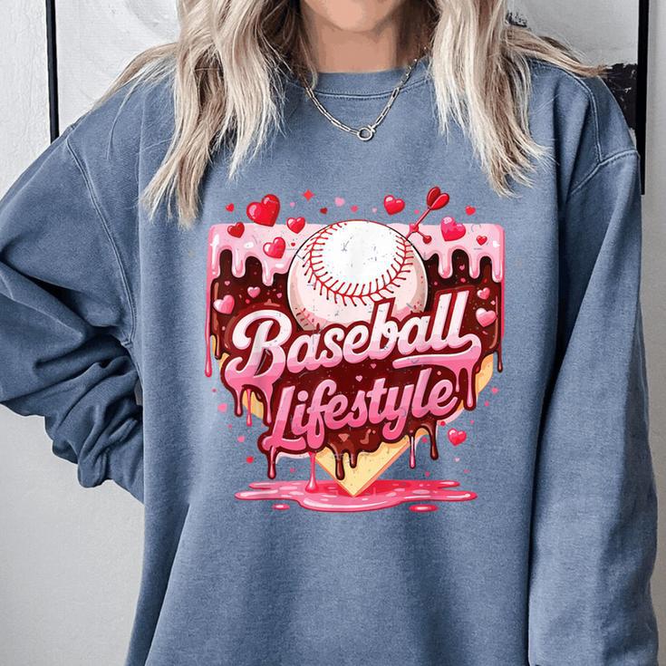 Valentine Baseball Lifestyle Home Plate Ice-Cream Drip Boys Comfort Colors Sweatshirt