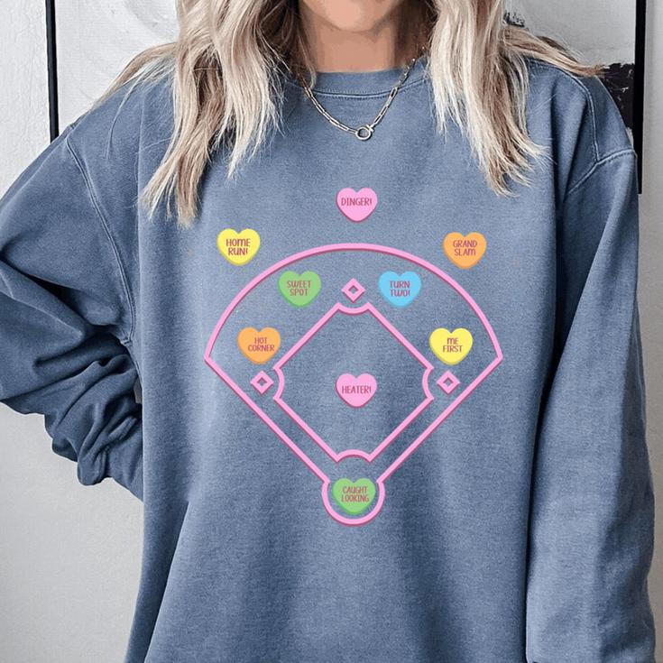Valentine Heart Love Cute Baseball Softball Lover Sayings Comfort Colors Sweatshirt Valentine Heart Love Cute Baseball Softball Lover Sayings Comfort Colors Sweatshirt