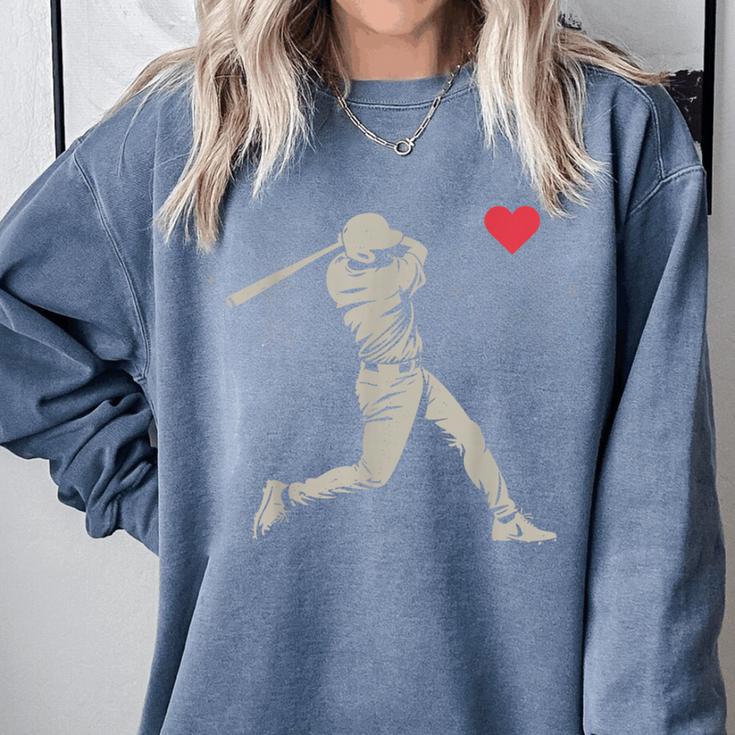 Valentines Day Baseball Batter Silhouette Heart Men Boy Kids Comfort Colors Sweatshirt