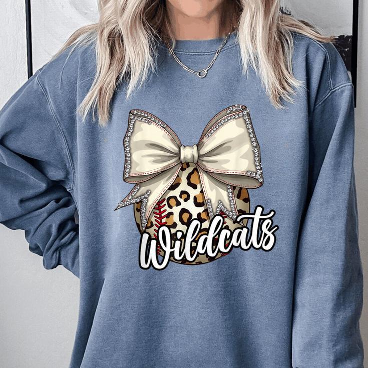 Wildcats Baseball Leopard Print Coquette Bow Mascot Game Day Comfort Colors Sweatshirt Wildcats Baseball Leopard Print Coquette Bow Mascot Game Day Comfort Colors Sweatshirt