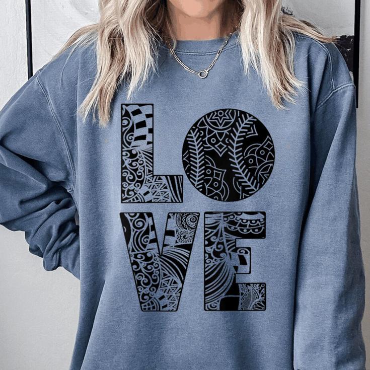 Women's Baseball Softball Baseball Mom LOVE Baseball Comfort Colors Sweatshirt