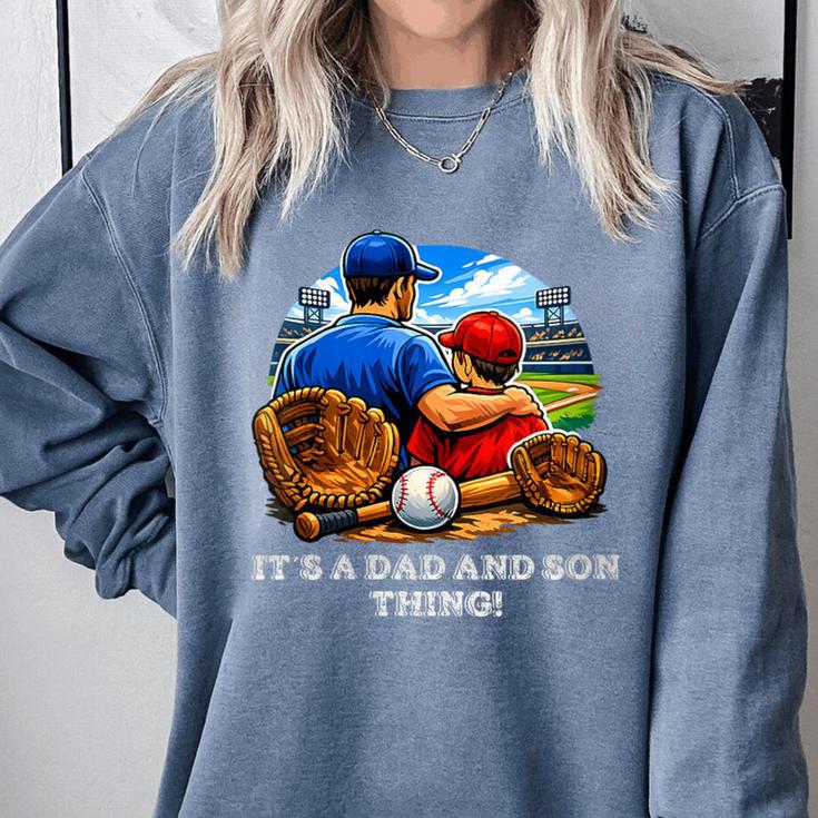 Women's Father Son Baseball Father's Day Comfort Colors Sweatshirt