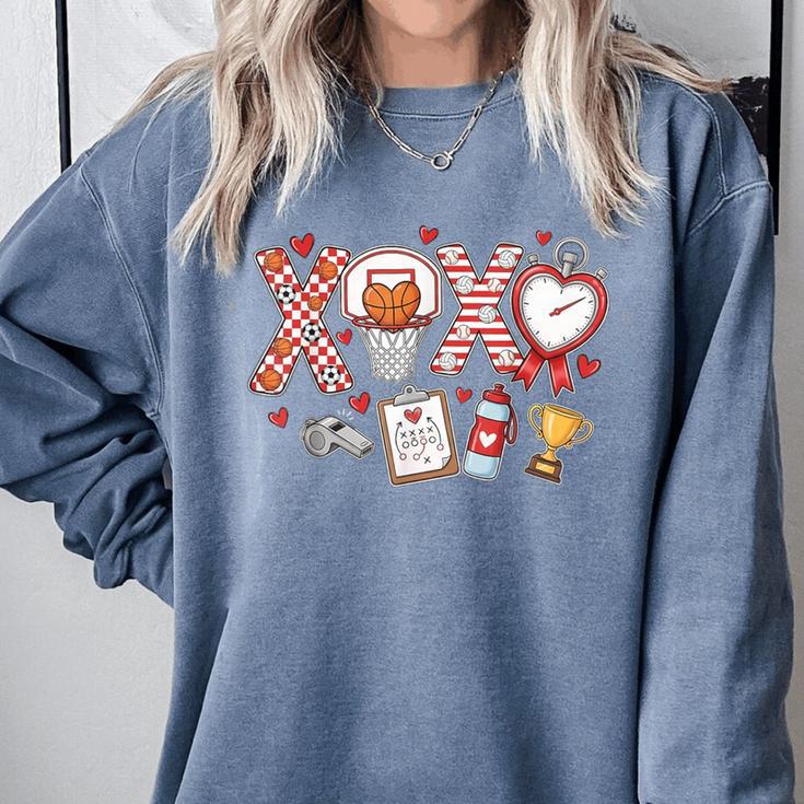 XOXO Physical Education Valentines Day Baseball Football Men Comfort Colors Sweatshirt