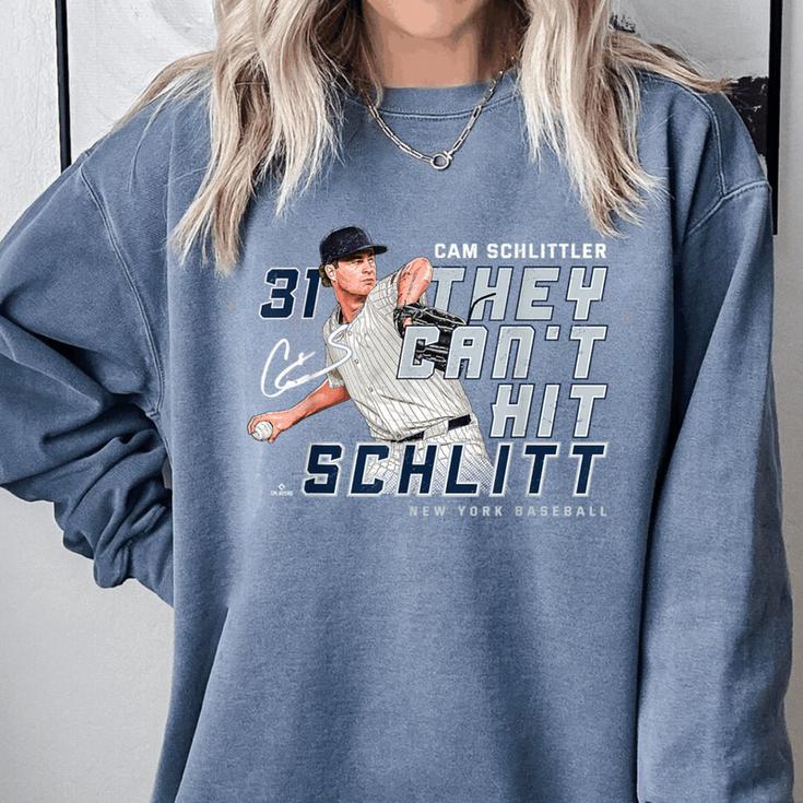 They Can't Hit Schlitt Cam Schlittler New York Baseball MLBP Comfort Colors Sweatshirt They Can't Hit Schlitt Cam Schlittler New York Baseball MLBP Comfort Colors Sweatshirt