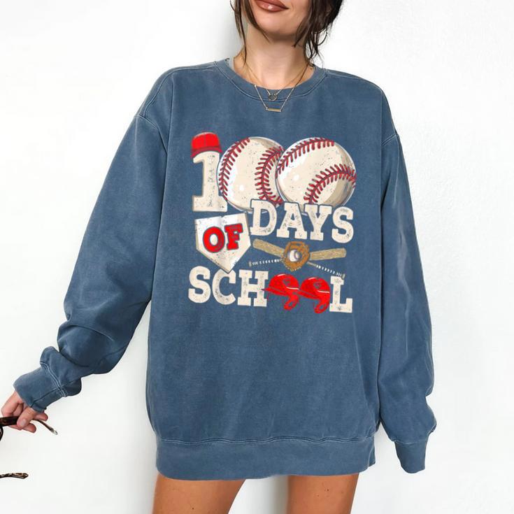 100 Days Of School Baseball 100th Day Of School Kids Teacher Comfort Colors Sweatshirt