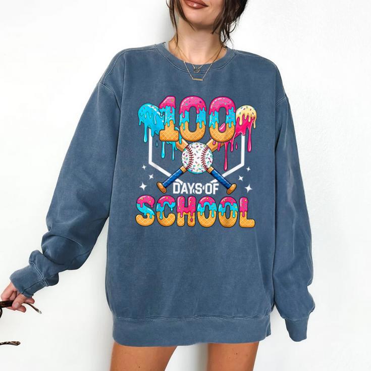 100 Days Of School Baseball Boys Kids 100th Day Of School Comfort Colors Sweatshirt