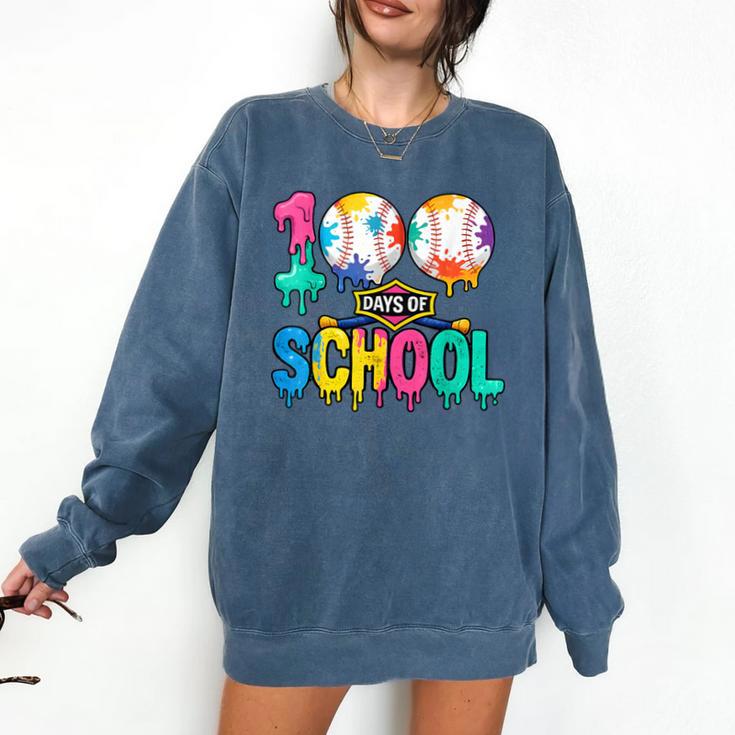 100 Days Of School Baseball Boys Kids Colorful 100th Day Comfort Colors Sweatshirt