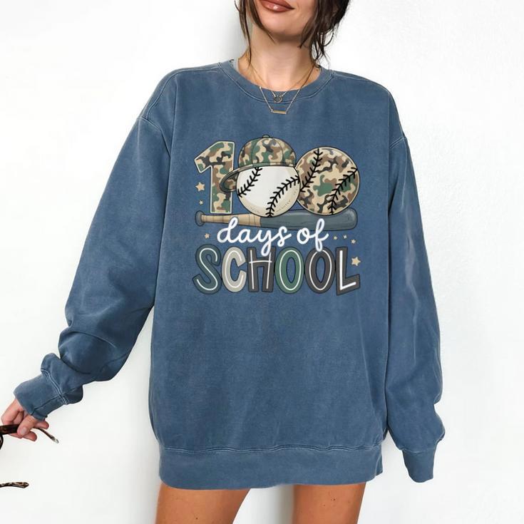 100 Days Of School Baseball Camo Camo Cap Boy School Comfort Colors Sweatshirt