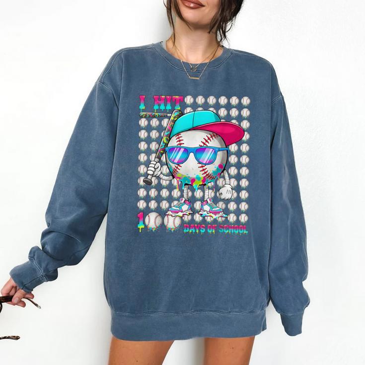 100 Days Of School Baseball Drip Ice Cream Boys Kids Comfort Colors Sweatshirt