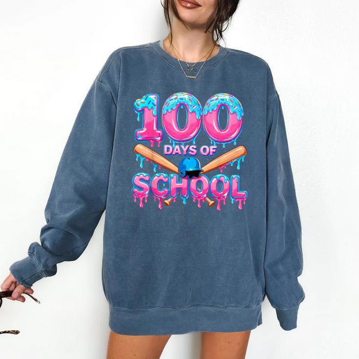 100 Days Of School Baseball Dripping Ice Cream 100th Day Comfort Colors Sweatshirt