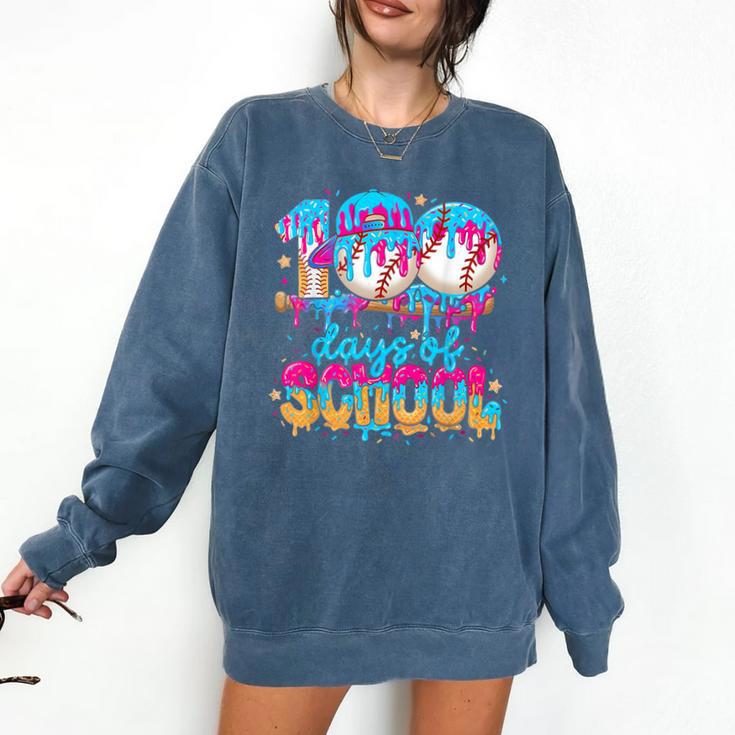 100 Days Of School Baseball Ice Cream For Boy Girl Kids Comfort Colors Sweatshirt