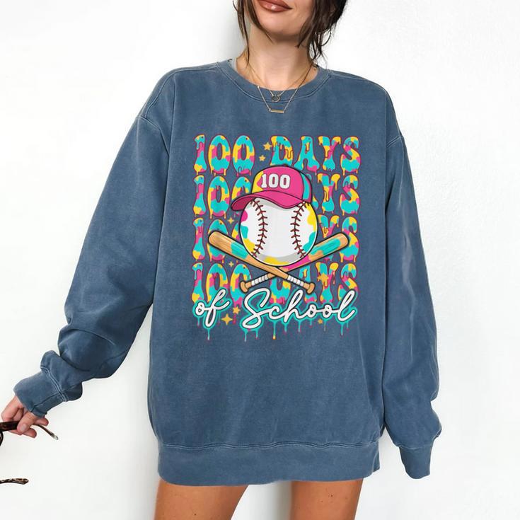 100 Days Of School Drip Baseball 100th Day Baseball School Comfort Colors Sweatshirt