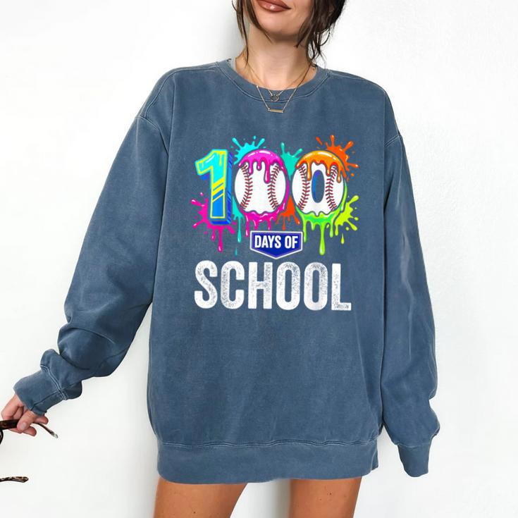100 Days Of School Dripping Baseball Boys Kids Teacher Comfort Colors Sweatshirt