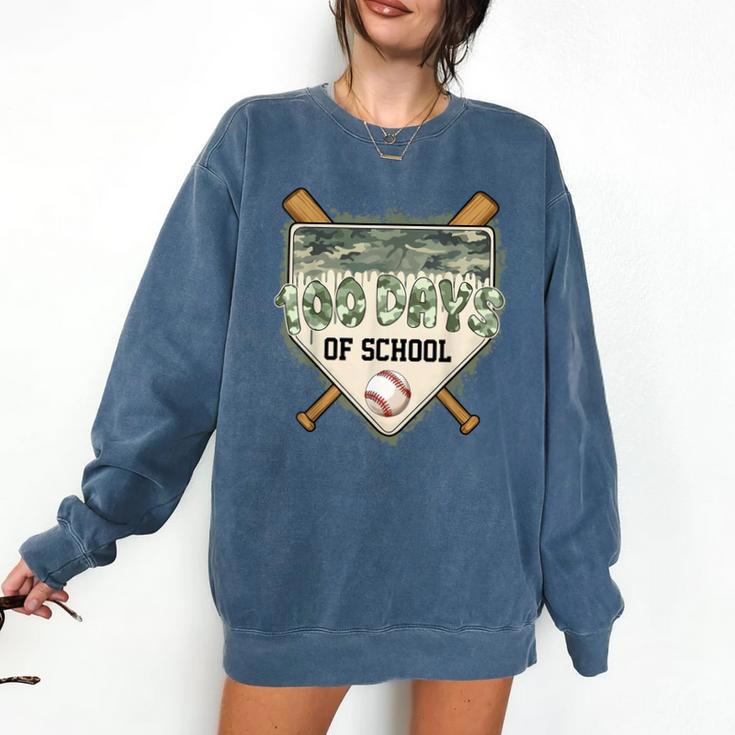 100 Days Of School Home Plate Camo Baseball Dripping Boys Comfort Colors Sweatshirt