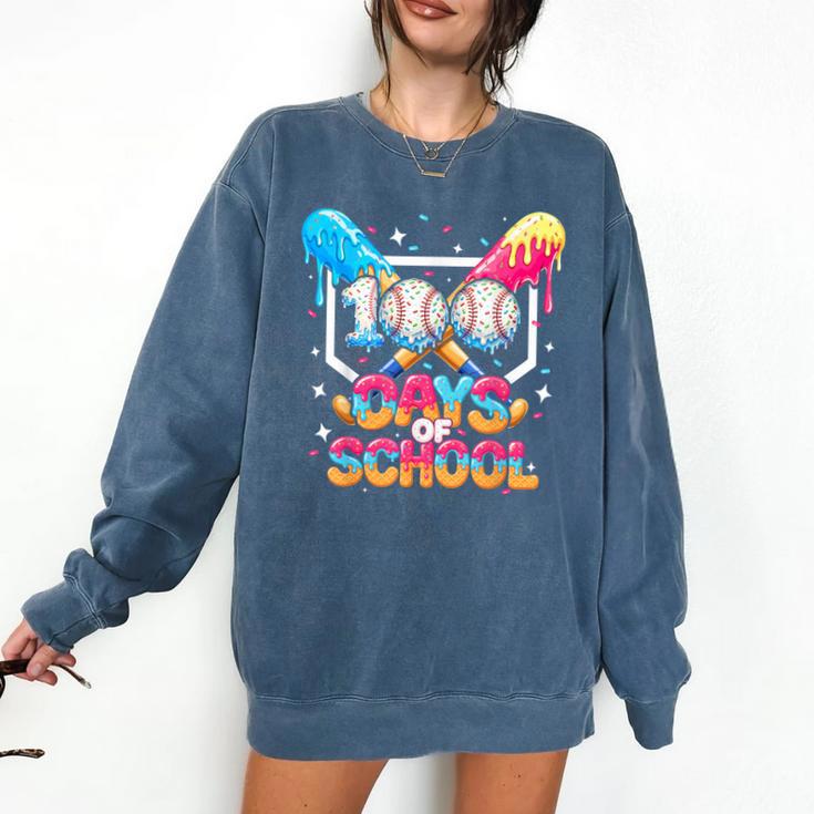 100 Days Of School Ice Cream Baseball Player For Kids Boys Comfort Colors Sweatshirt