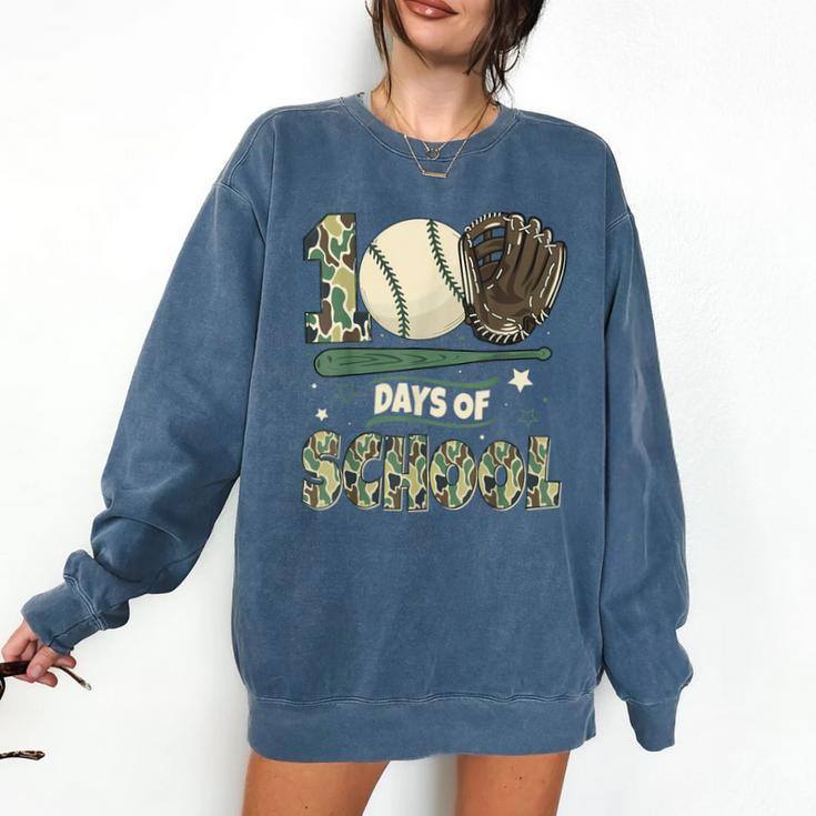 100 Days Of School Teacher Camo Baseball Boys Toddler Kids Comfort Colors Sweatshirt