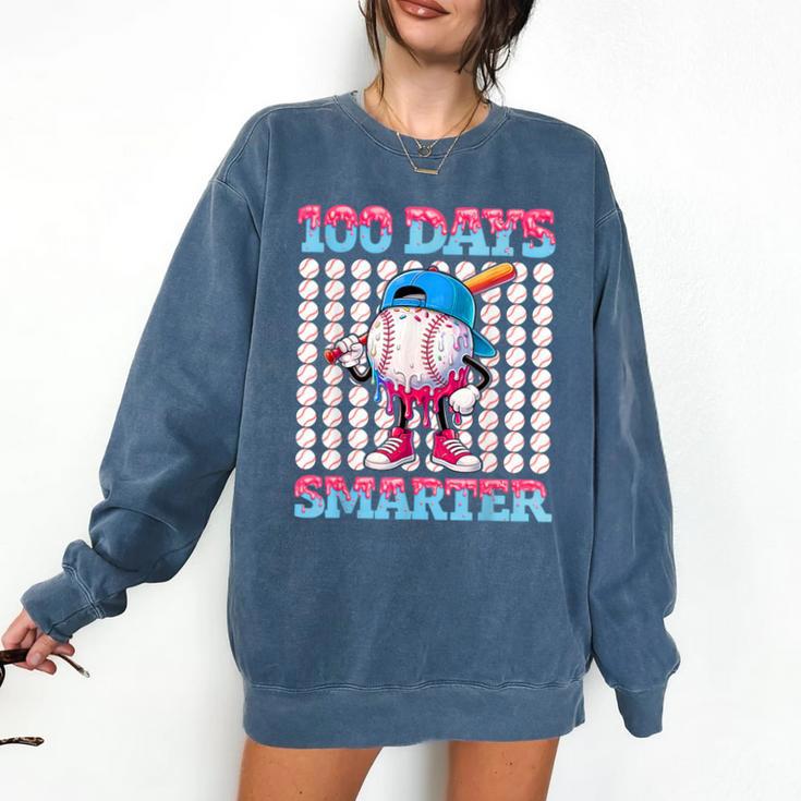 100 Days Smarter Baseball Drip Boys 100 Days Of School Kids Comfort Colors Sweatshirt