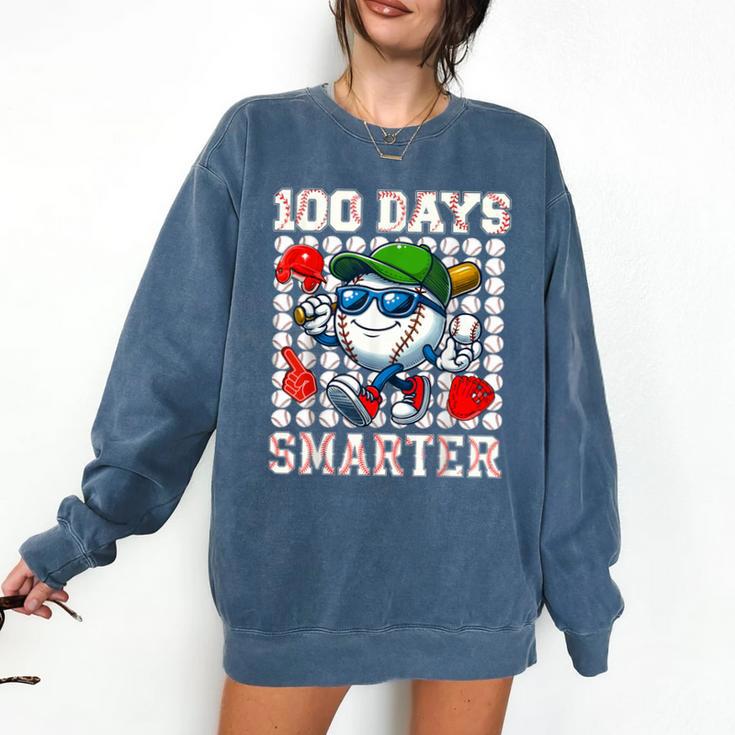 100 Days Smarter Baseball 100 Days Of School Boy Girl Kid Comfort Colors Sweatshirt