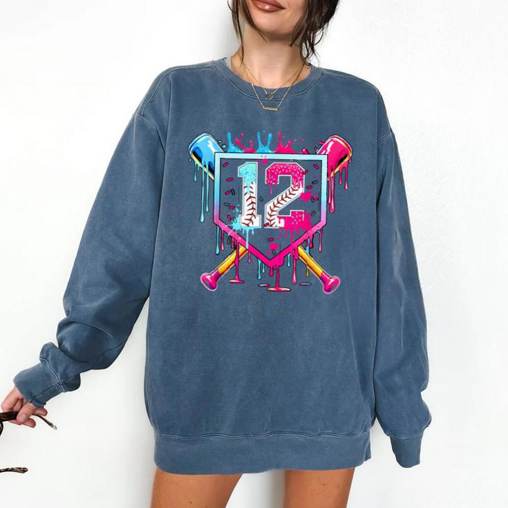 12th Birthday Boys Baseball Ice Cream Drip Boys Baseball Comfort Colors Sweatshirt