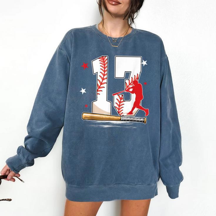 13 Years Old Baseball Birthday Boy 13th Bday Party Comfort Colors Sweatshirt