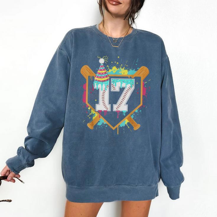 17th Birthday Baseball Drip Number 17 Year Old Birthday Boy Comfort Colors Sweatshirt