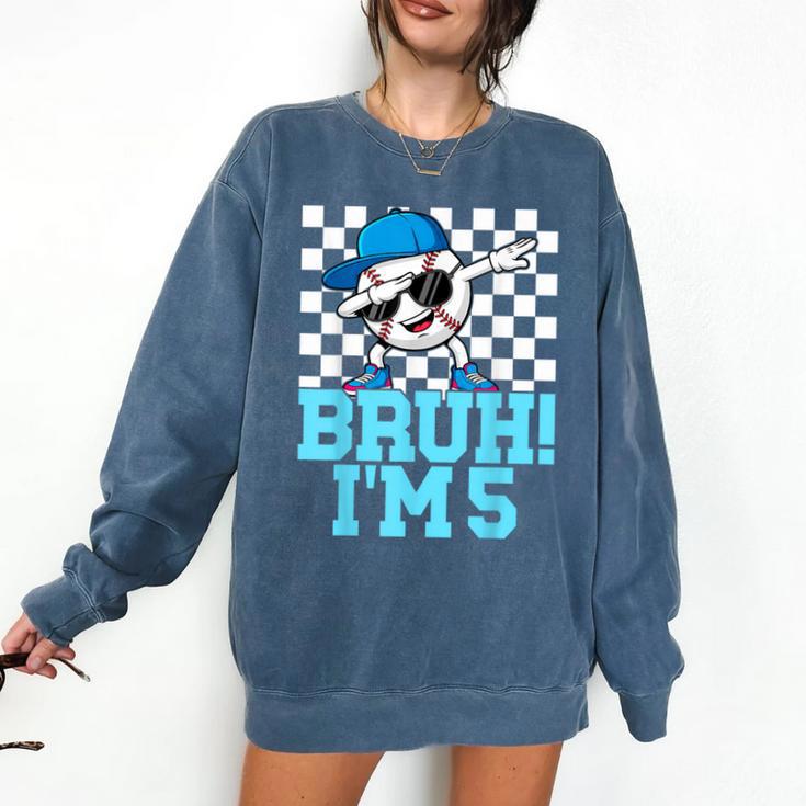 5th Birthday Dabbing Baseball Boys Bruh I'm 5 Year Old Comfort Colors Sweatshirt