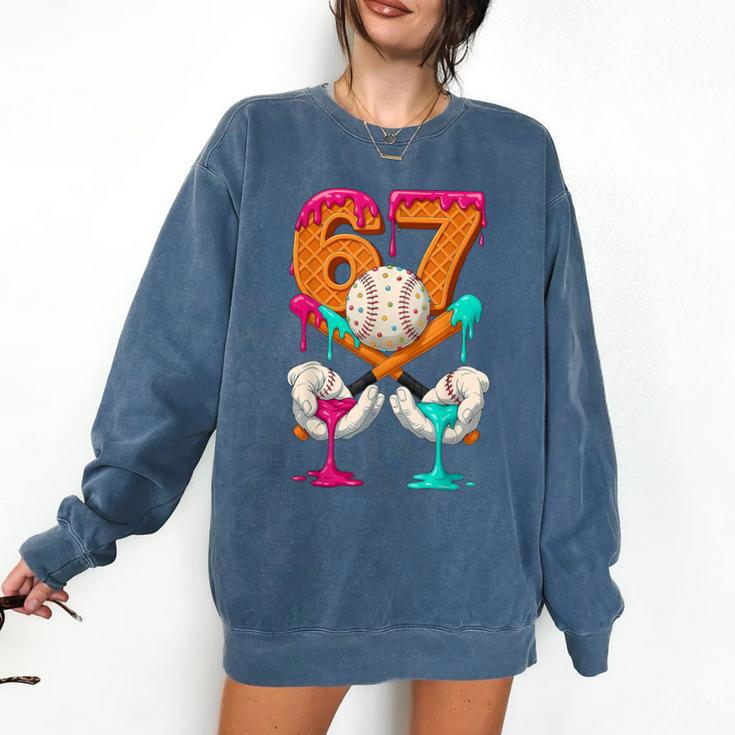 6 7 Ice Cream Drip Baseball Number 67 Player Boy Girl Kids Comfort Colors Sweatshirt