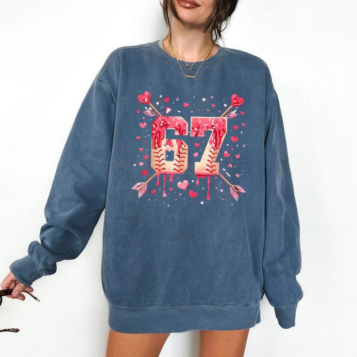 6 7 Melting Number Arrow Baseball Drip Valentine's Day Comfort Colors Sweatshirt