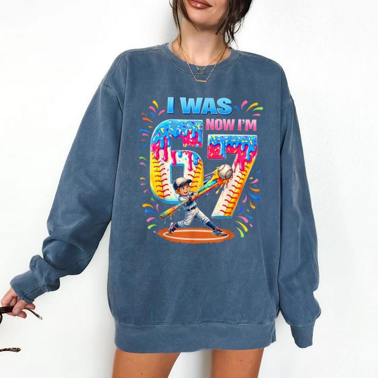 I Was 6 Now I'm 7 Baseball Birthday Boy For Teens Kids Comfort Colors Sweatshirt