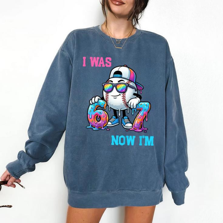 I Was 6 Now I'm 7 Baseball Birthday Drip Ice Cream Boy Comfort Colors Sweatshirt