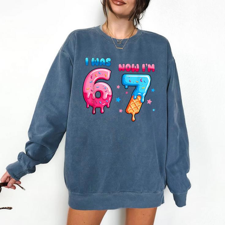 I Was 6 Now I'm 7 Birthday Baseball Drip For Boys Kid Comfort Colors Sweatshirt