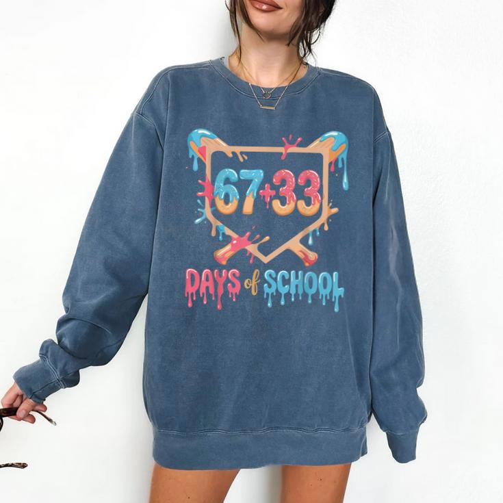 67 33 Days Of School Baseball Drip 100 Days Of School Comfort Colors Sweatshirt
