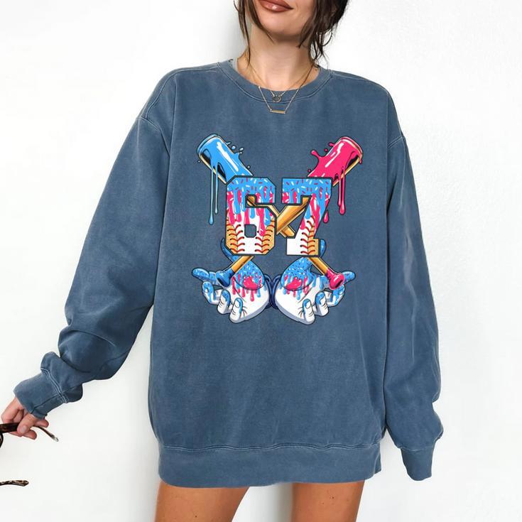 67 Baseball Drip Birthday Boy For Men Boys Kids Youth Comfort Colors Sweatshirt