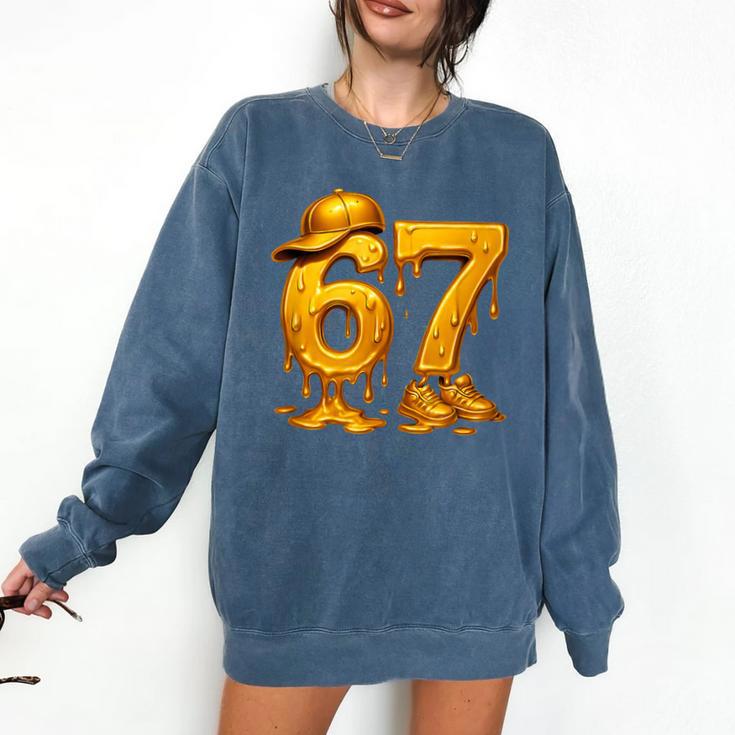 67 Brain Rot Meme Baseball Ice Cream Drip For Kids & Teens Comfort Colors Sweatshirt